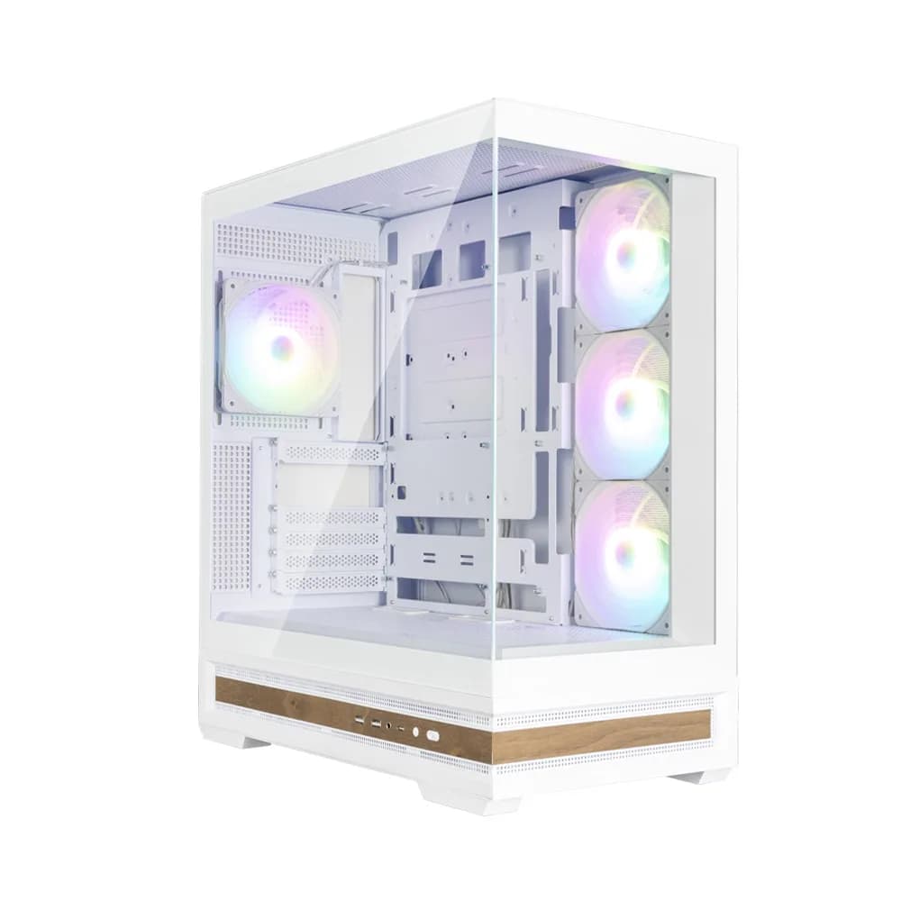 CARCASA Zalman "P40 NAMU", middle tower, gaming, fara sursa, suporta 10xfan, 4xfan inclus, PSU shroud, afisaj electronic, USB Type-C x 1, USB 3.1 gen1 x 2, audio+mic, 7 sloturi expansiune, alb, "P40 NAMU White" — miniatură