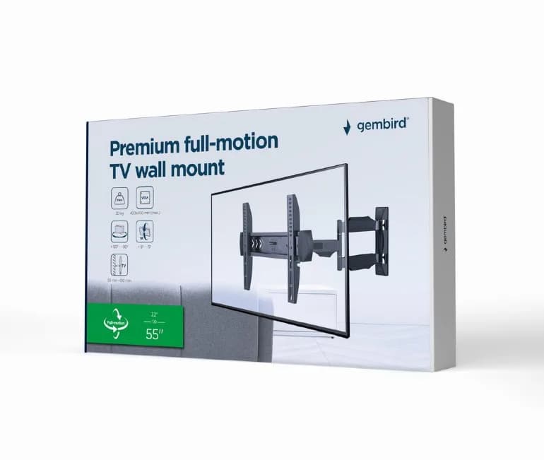 SUPORT de perete GEMBIRD, pt 1 TV/monitor, diag. max 32" - 55", full-motion, max 30 kg, "WM-55ST-02" — miniatură