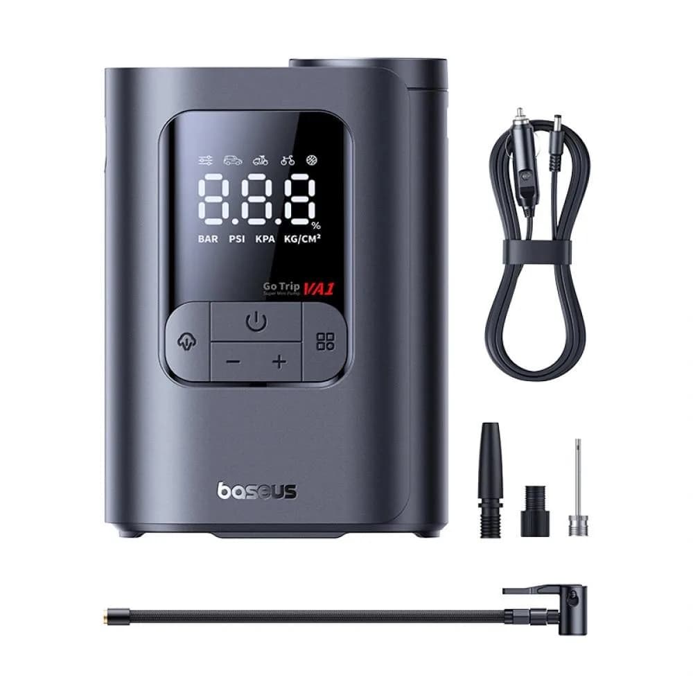 COMPRESOR AUTO Baseus GoTrip VA1, alimentare 12 V bricheta auto, USB Type-C x 1, LED, presiune maxima 2.3 bar, negru "C0119701" - 6932172696078 — miniatură