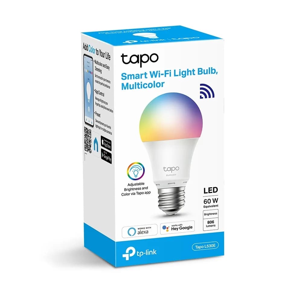 BEC LED wireless TP-LINK, 800lm, 8.7W, E27, intensitate reglabila, ctl prin smartph.cu apl.Tapo, ajustare auto a luminii in fct. de mom zilei-diferite culori "Tapo L530E" — miniatură