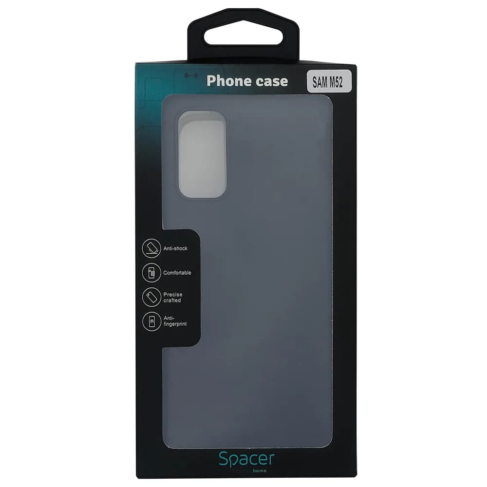 Husa Samsung Galaxy M52 5G Spacer, negru, grosime 2mm, material flexibil silicon + interior cu microfibra "SPPC-SM-GX-M52-SLK" — miniatură