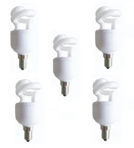 SET 5 becuri fluorescent Panasonic, soclu E27, putere 5W, forma spirala, lumina alb calda, alimentare 220 - 240 V, "EFD5E27HDE14E-5"