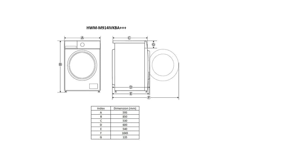 Masina de spalat rufe HEINNER HWM-M914IVKBA+++, 9 kg, 1400 rpm, Clasa: A, Negru mat — miniatură