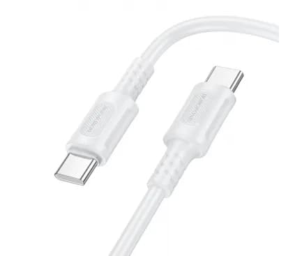 CABLU alimentare si date Borofone "BX111", Charging Data Cable pt. smartphone, USB Type-C la USB Type-C, 3A, 1m, alb "6941991115110"