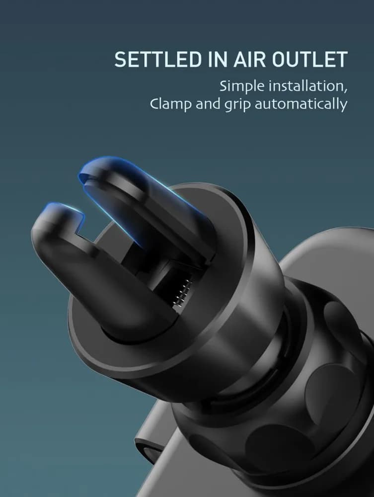 Suport auto telefon Gravity Serioux CH03, Material: ABS+ aluminium, mod de instalare: tip cataramă, poziție de fixare: aerisire, culoare: negru, potrivit pentru: telefon mobil — miniatură