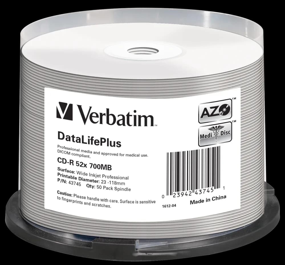 CD-R VERBATIM 700MB, VITEZA 52X, THERMAL PRINTRABLE NO-ID, SPINDLE, 50 BUC, "43745"