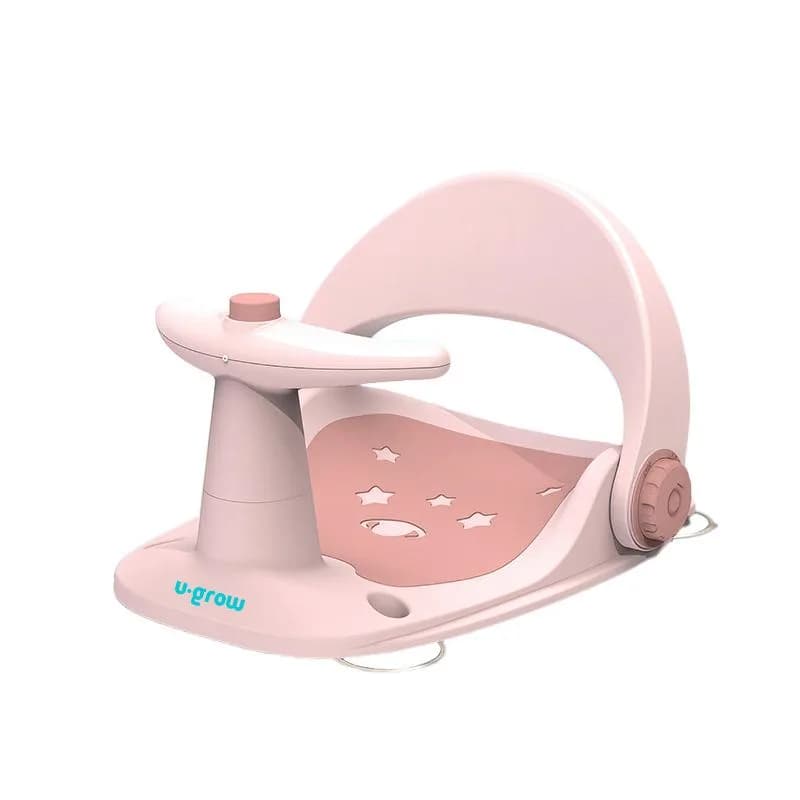 Scaun baie bebe cu ghidon, spatar reglabil, roz pal, U-Grow
