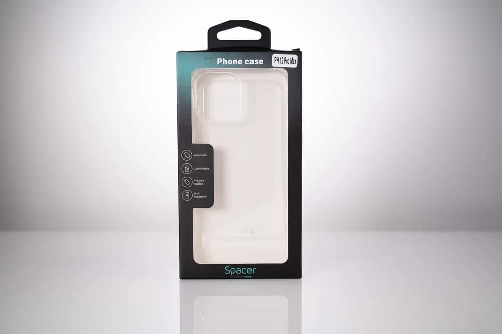 Husa Iphone 12 Pro Max Spacer, grosime 1.5mm, protectie suplimentara antisoc la colturi, material flexibil TPU, transparenta "SPPC-AP-IP12PM-CLR" — miniatură