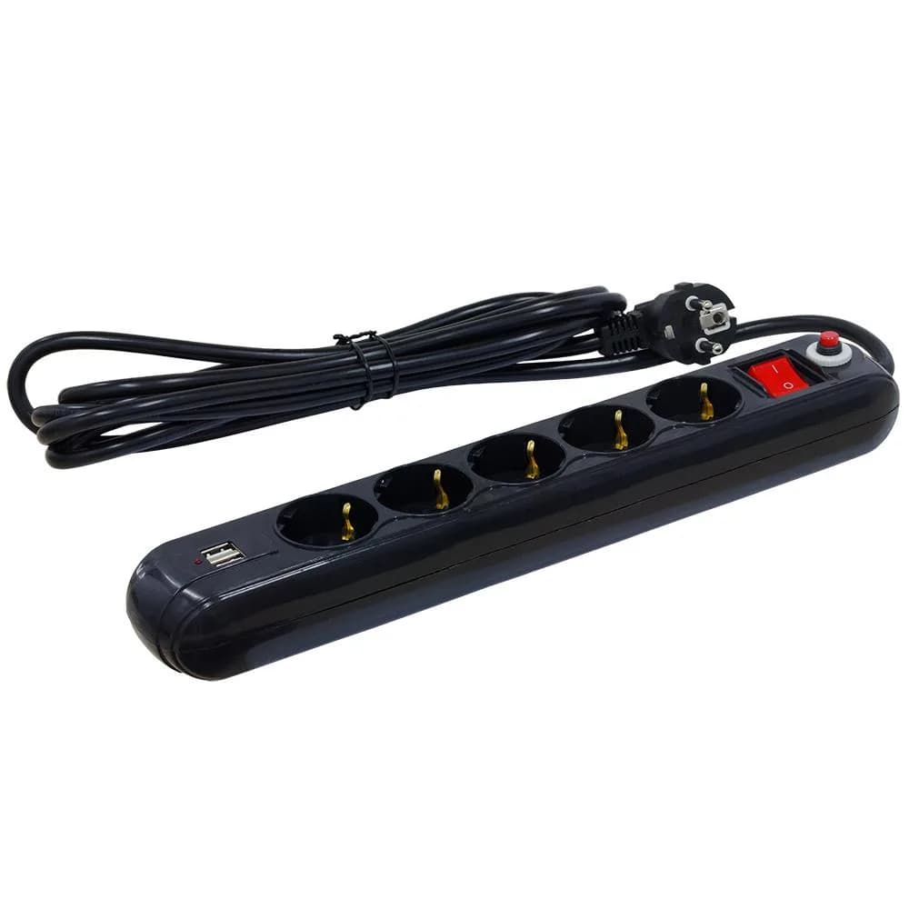 PRELUNGITOR SPACER SCHUKO x5 16A 4.5m BK — miniatură