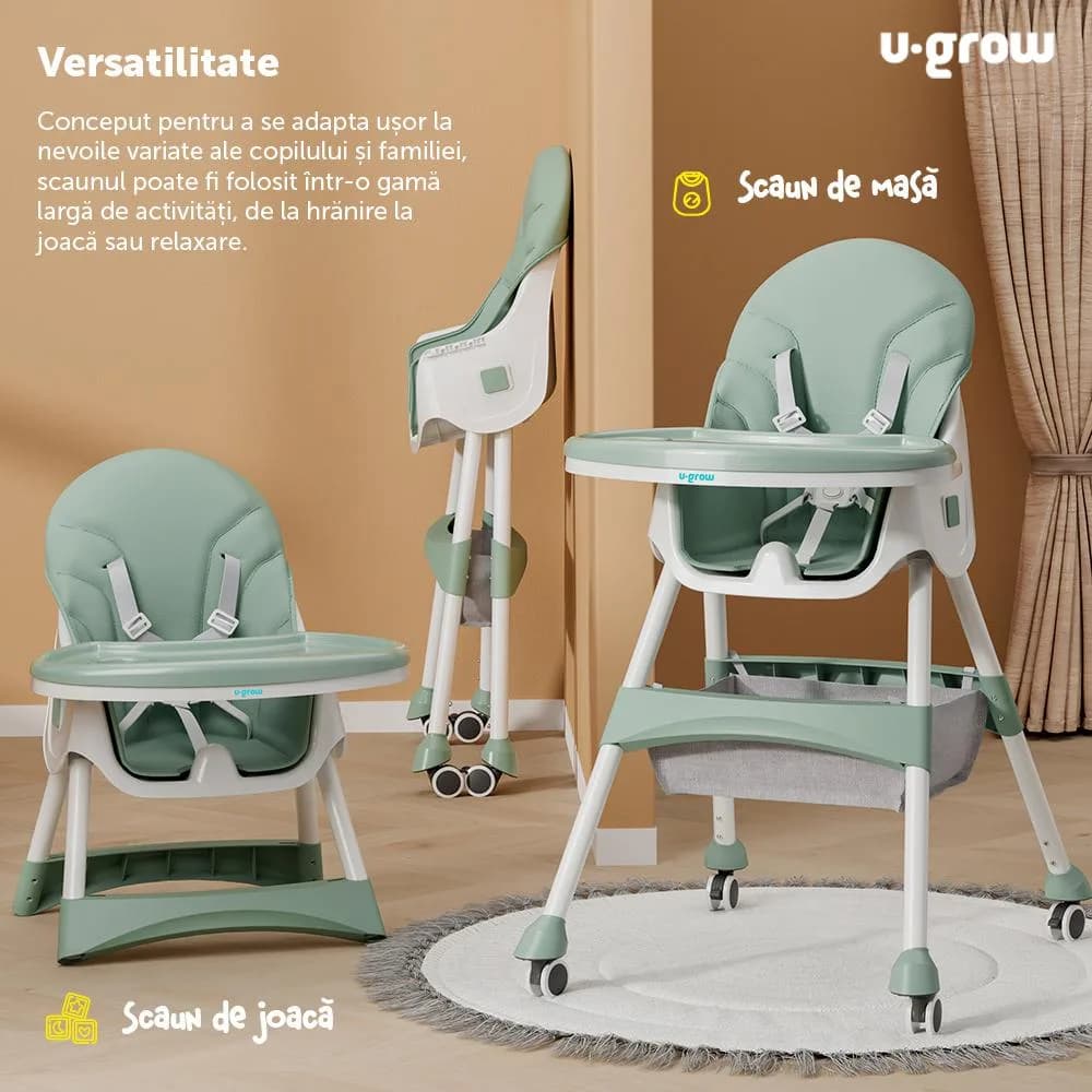 Scaun de masa 2 in 1, pliabil, verde, U-Grow — miniatură