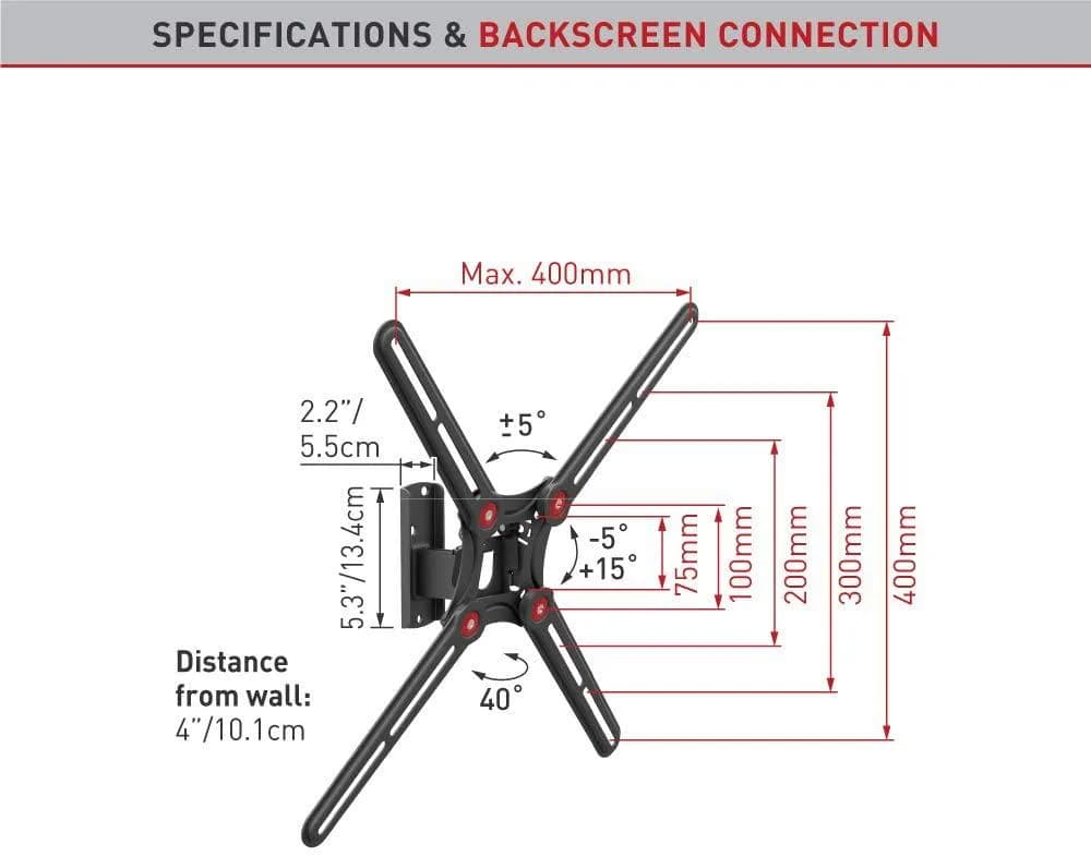 Suport TV de perete, Barkan BM320, Fix, 13"- 65", VESA 400 x 400 mm, suporta pana la 40kg, negru — miniatură