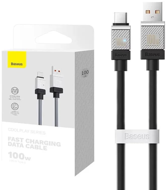 CABLU alimentare si date Baseus, Fast Charging Data Cable pt. smartphone, USB (T) la USB Type-C (T), 100W, 1m, negru, "CAKW000601" (include TV 0.18lei) - 6932172626808