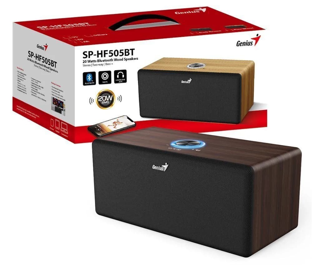 BOXA cu fir Genius "SP-HF505BT" 20W RMS, Bluetooth 5.3, AUX in, Jack 3.5mm, maro, "31730056404" - 4710268262978 — miniatură