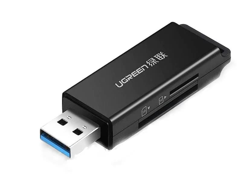CARD READER extern Ugreen, "CM104" interfata USB 3.0, citeste/scrie: SD, microSD viteza pana la 480Mbps, suporta carduri maxim 2 TB, plastic, black "40752" - 6957303847525