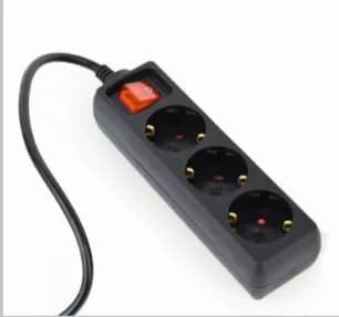 PRELUNGITOR GEMBIRD, Schuko x 3, conectare prin IEC C14 (T), cablu 0.6 m, 10 A, protectie copii, negru, "EG-PSU3-01" — miniatură