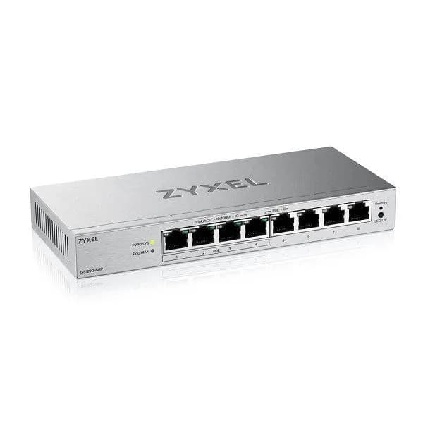 ZYXEL GS1200-8HPV3 8P 8-Port Gigabit PoE Web-Managed Switch — miniatură