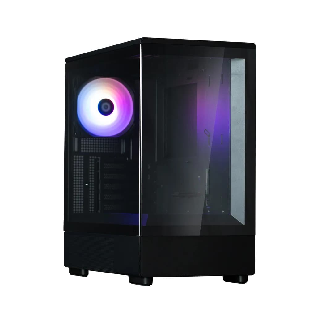 CARCASA Zalman "P10", mini tower, gaming, fara sursa, suporta 7xfan, 1xfan inclus, USB 3.1 gen1 x 1, USB Type-C, audio+mic, 5 sloturi expansiune, negru, "P10 Black" — miniatură