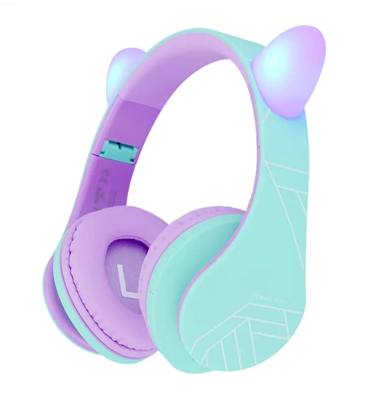 Casti Over-ear PowerLocus KidsCat, Wireless/Wired, Multicolor