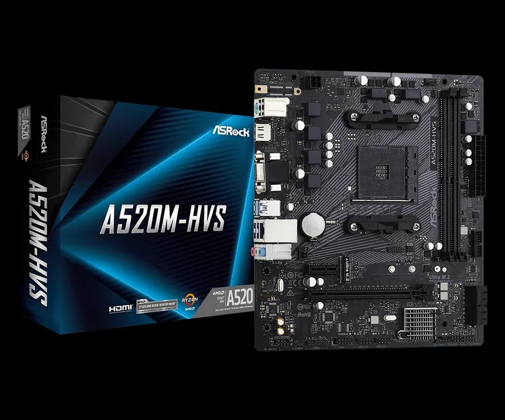 Placa de baza ASRock A520M-HVS, Socket AM4, DDR4, Micro-ATX