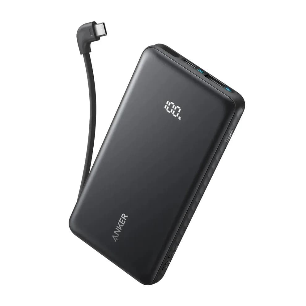 POWER BANK Anker 10.000 mAh, 22.5W Fast charge, 1 x USB-C, 1 x USB-A, afisaj electronic, cablu USB-C inclus, 229, negru, "A110DH11" - 194644291464