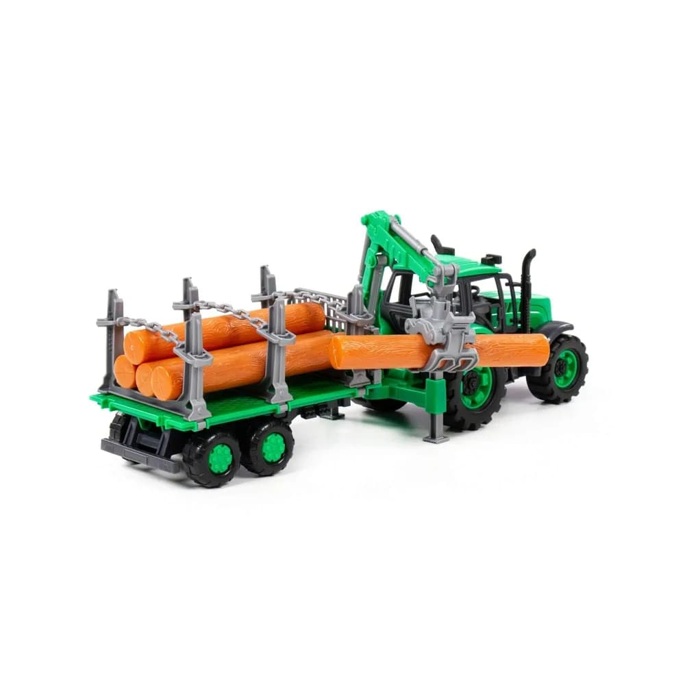 Tractor cu remorca lemne - Progresso, 40x11.5x17 cm, Polesie — miniatură