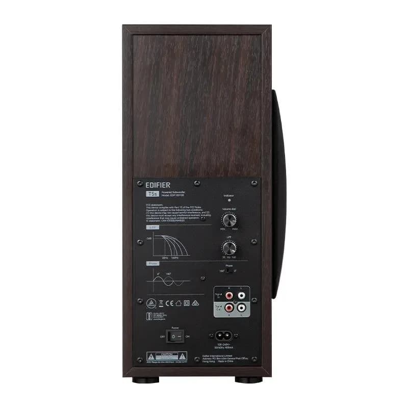 SUBWOOFER EDIFIER, RMS: 70W activ, 8" bass, RCA Line-in/Line-out, automatic stand-by, frecv. 35Hz-115Hz, brown, " T5S-BR" — miniatură