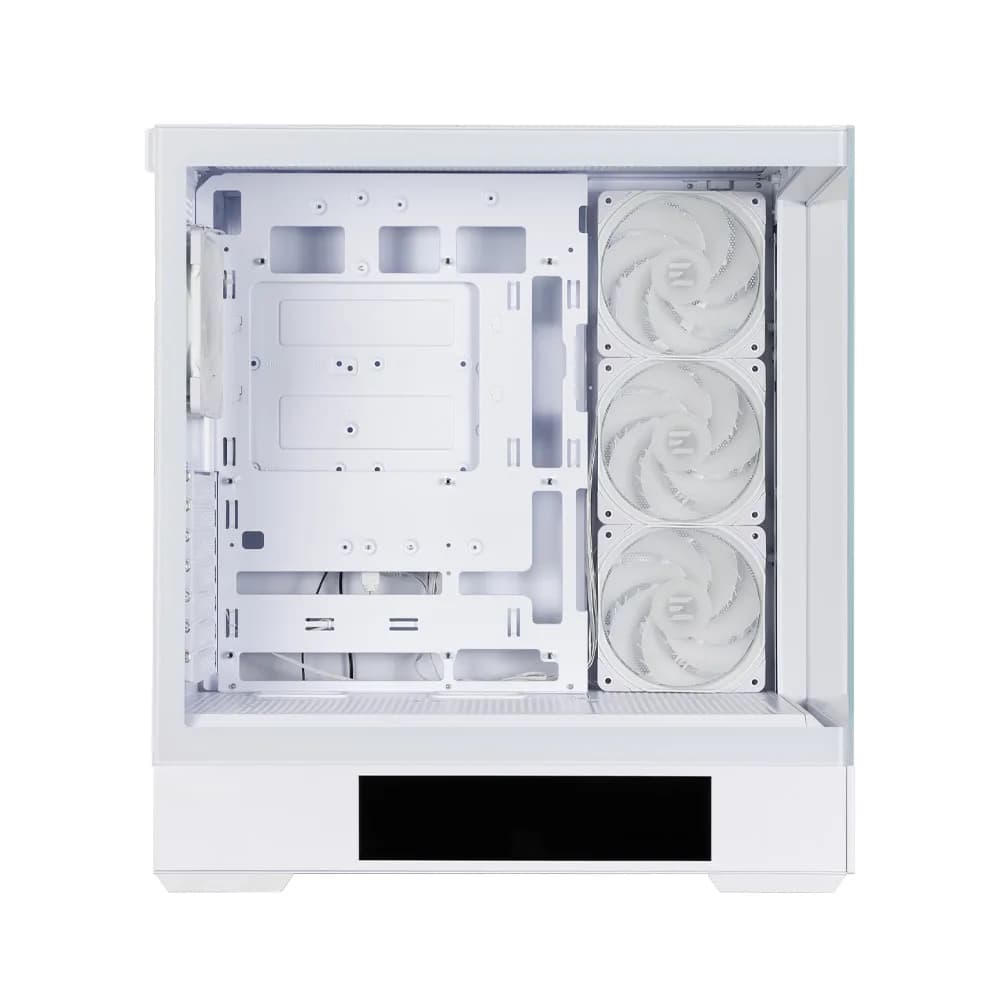 CARCASA Zalman "P40 DS", middle tower, gaming, fara sursa, suporta 10xfan, 4xfan inclus, PSU shroud, display 9.1inch, MB BTF, USB Type-C x 1, USB 3.1 gen1 x 2, audio+mic, alb, "P40 DS White" — miniatură