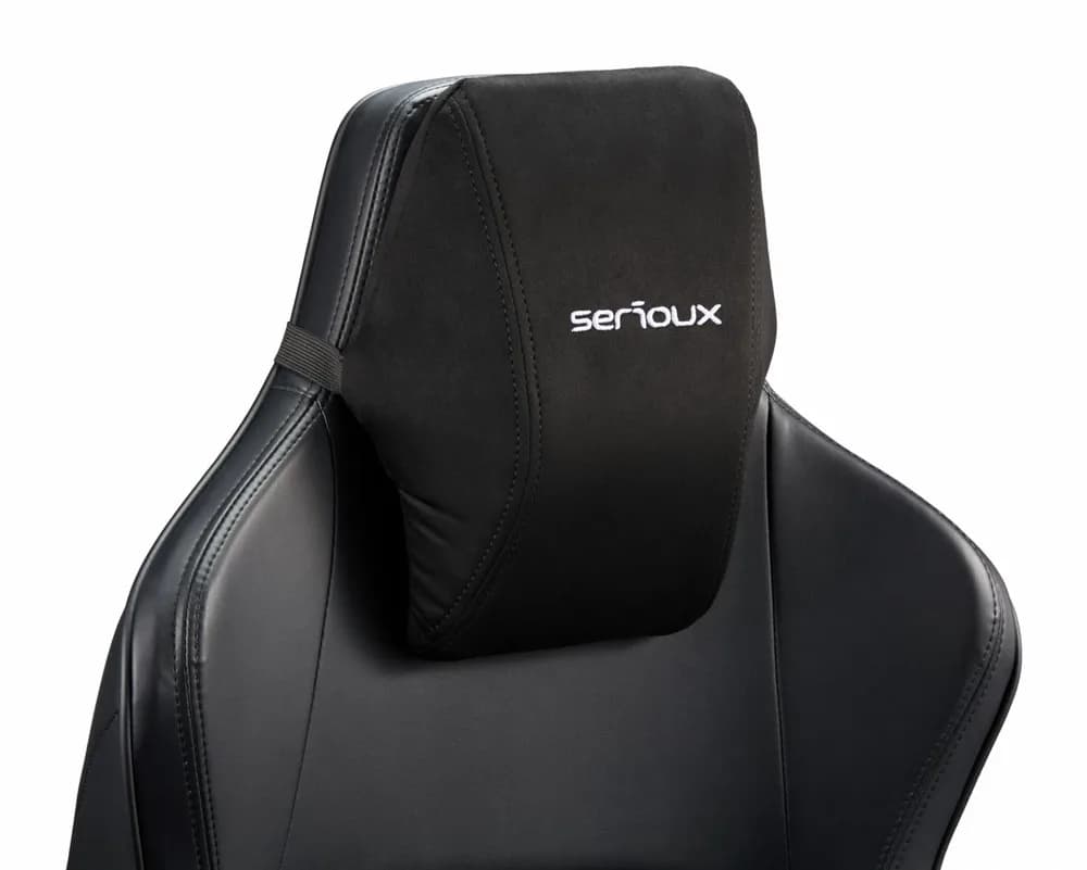 Scaun Gaming Serioux Prime, Capacitate greutate: 150 kg, Material suprafață: Piele, Material textil, Tip cotieră: Cotieră 4D, Tip mecanism: Mecanism tip broască, Tip pârghie pneumatică: 100 mm, ridicare pe gaz clasa 4, Tip bază: 350 mm, bază din aluminiu, Tip roți: 60 mm, roți din poliuretan — miniatură