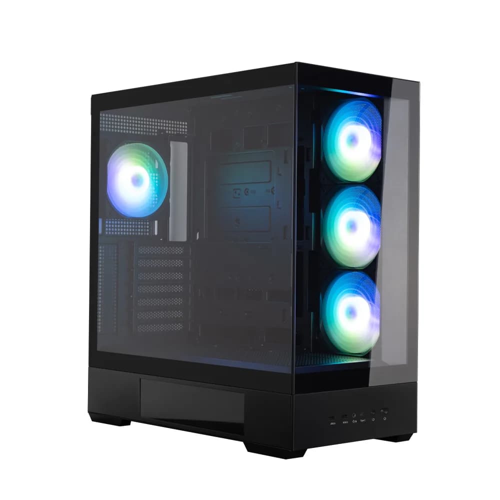 CARCASA Zalman "P40 DS", middle tower, gaming, fara sursa, suporta 10xfan, 4xfan inclus, PSU shroud, display 9.1inch, USB Type-C x 1, USB 3.1 gen1 x 2, audio+mic, negru, "P40 DS Black" — miniatură