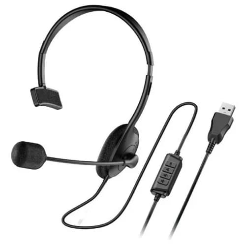 CASTI Genius, "HS-100U", cu fir, standard, utilizare multimedia, call center, microfon pe brat, conectare prin USB, cablu 2m, negru, "31710027400"