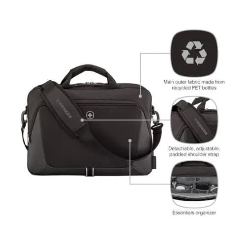 Wenger, XE Brief 16, 16" Laptop Briefcase with Tablet Pocket, Black "653300"