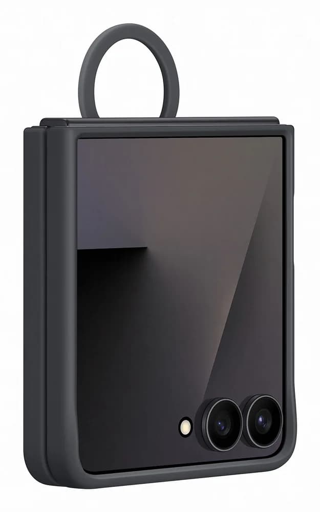 Husa Galaxy Z Flip 7 - Capac protectie spate Silicone Case cu inel, Negru "EF-PF766TBEGWW" — miniatură