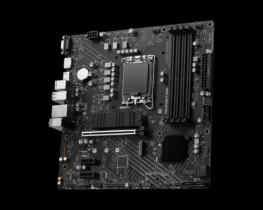MSI PRO B760M-P DDR4, mATX, Socket 1700, Dual Channel DDR4, 1x PCIe x16 slots, 2x M.2 slots, 1x HDMI, 1x DP, 1x VGA, 1x USB 3.2 Gen 2 Type-C, 1x USB 3.2 Gen 1, 4x USB 2.0, 7.1 HD Audio, 3Y "PRO_B760M-P_DDR4" — miniatură