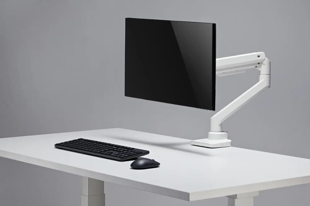 Suport monitor Serioux MM69-C012, compatibilitate dimensiune ecran 17"-49", arc cu gaz, greutate maximă suportata: (per ecran): 2~20 kg, VESA: 75x75, 100x100, inclinare: +50°~-20°, pivotare: +90°~-90°, rotația ecranului: +180°~-180°, instalare: clemă, grommet,alb — miniatură