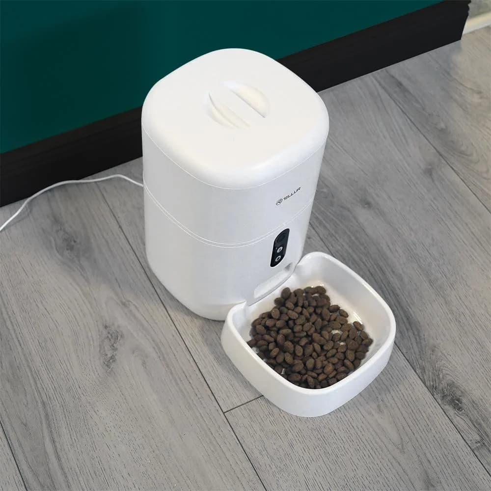 Tellur Dispenser de mancare Smart pentru animale de companie, capacitate 4L, alb — miniatură
