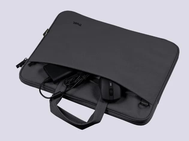 GEANTA TRUST, pt. notebook de max 16 inch, 1 compartiment, buzunar frontal, 410 x 290 x 40 mm, poliester, negru, "TR-24447" — miniatură