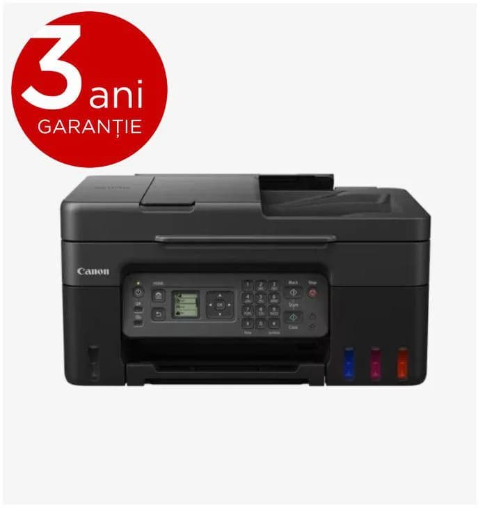 "Multifunctional inkjet color CISS Canon PIXMA G4470, dimensiune A4(Printare, Copiere, Scanare, Fax), viteza imprimare 11ipm alb-negru, 6ipm color,rezolutie printare 4800x1200 dpi, imprimare fara margini, alimentarehartie 100 coli, ADF 35 coli, scanner CIS rezolutie 600x1200 dpi, copiere