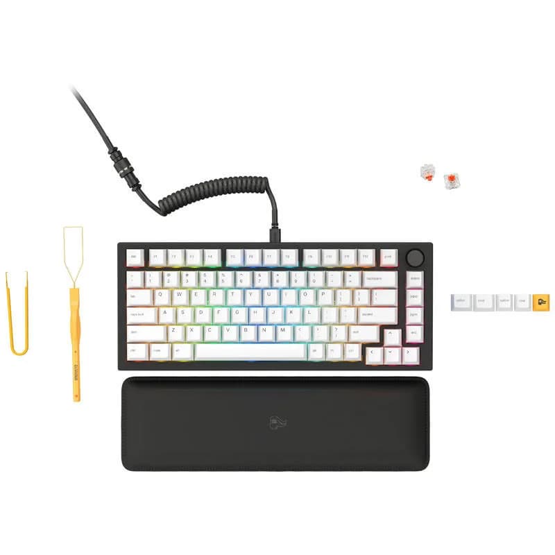 Glorious Tastatura mecanica GMMK PRO 75% Pre-built, USB-C, Fox Linear Switch, Layout US, Negru/Alb "GLO-GMMK-P75-FOX-B" — miniatură