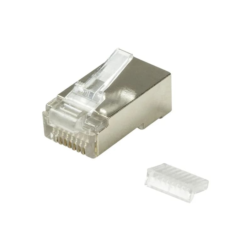 MUFA RJ-45 LOGILINK pt. cablu FTP, SFTP, Cat5e, RJ-45 (T), ecranat, plastic cu metal, cu insertie, 100 buc, "MP0004" — miniatură