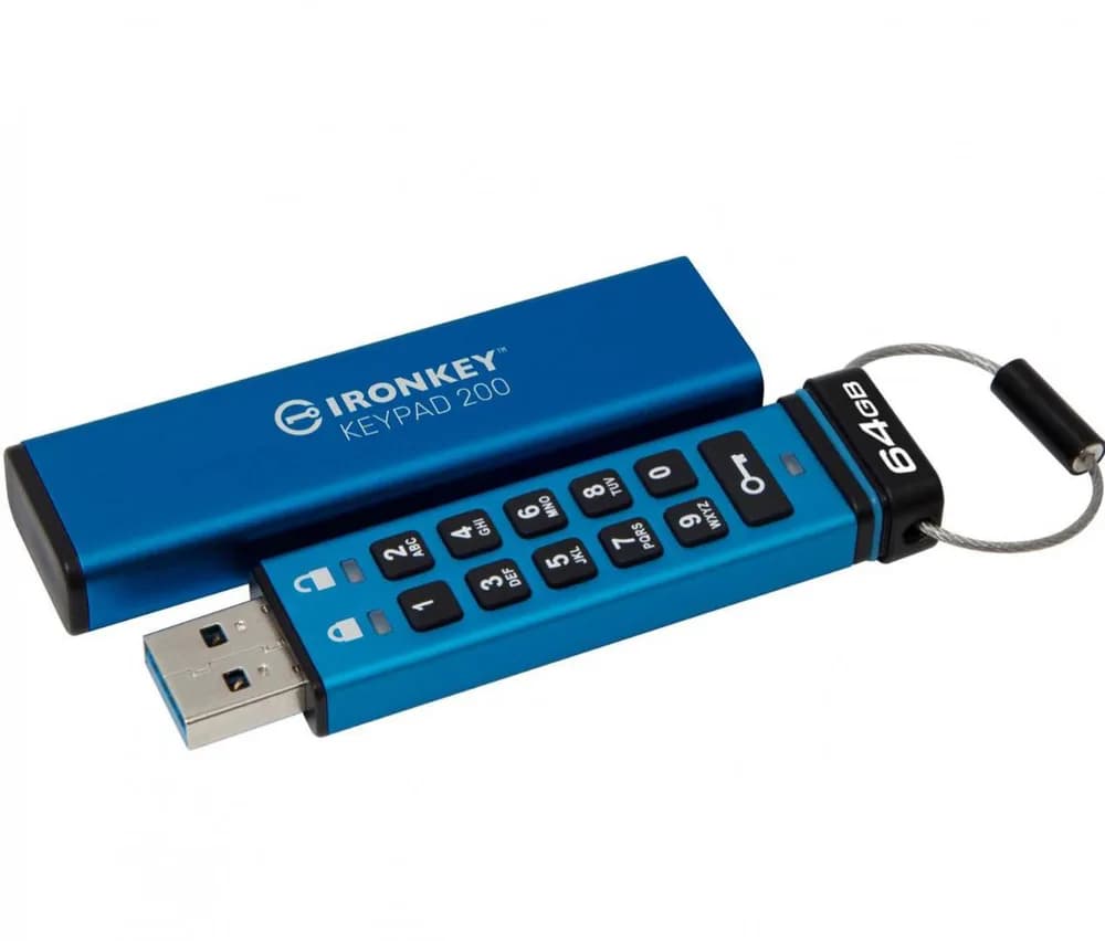 Memorie USB Kingston Keypad 200 64GB, USB 3.2, Albastru — miniatură