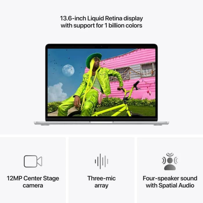 MacBook Air 13.6" Retina/Apple M5 (CPU 10-core, GPU 8-core, NeuralEngine16-core)/16GB/512GB - Silver - INT KB (No Adapter) - 2026 — miniatură