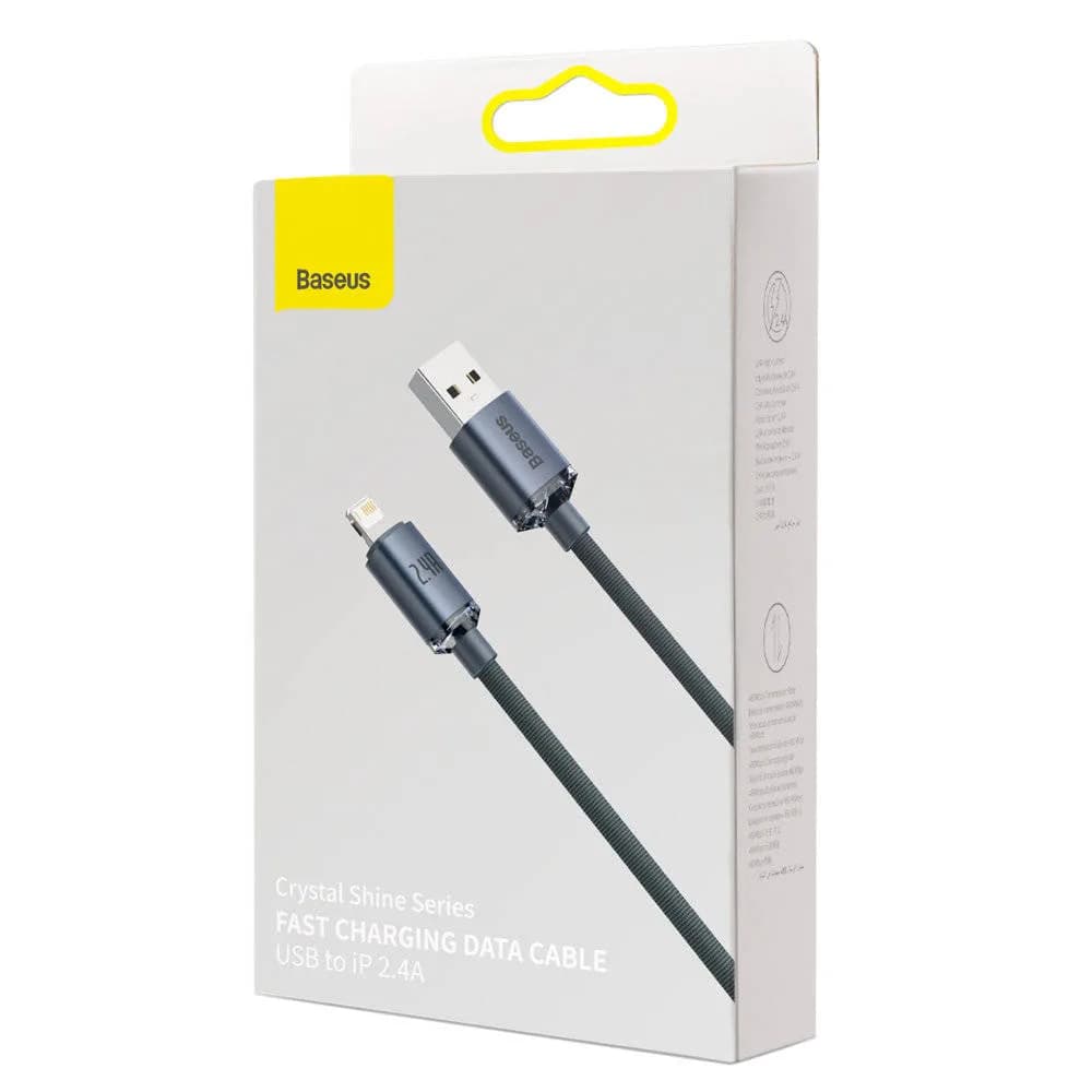 CABLU alimentare si date Baseus Crystal Shine, Fast Charging Data Cable pt. smartphone, USB la Lightning Iphone 2.4A, 1.2m, negru "CAJY000001" - 6932172602680 — miniatură