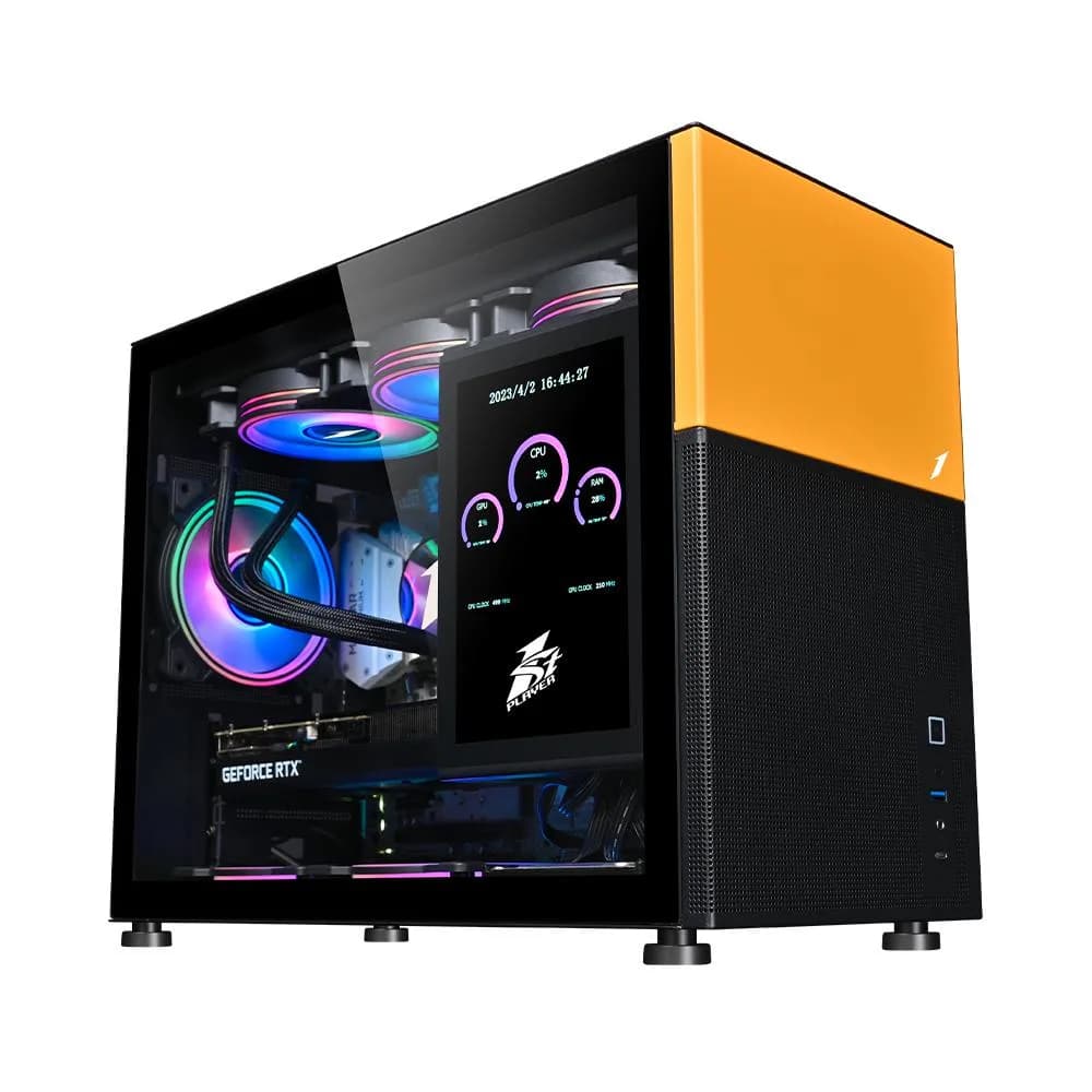 Carcasa 1stPlayer® MI6-EV, Micro-ATX, display 8 inches, 4 ventilatoare aRGB, negru — miniatură