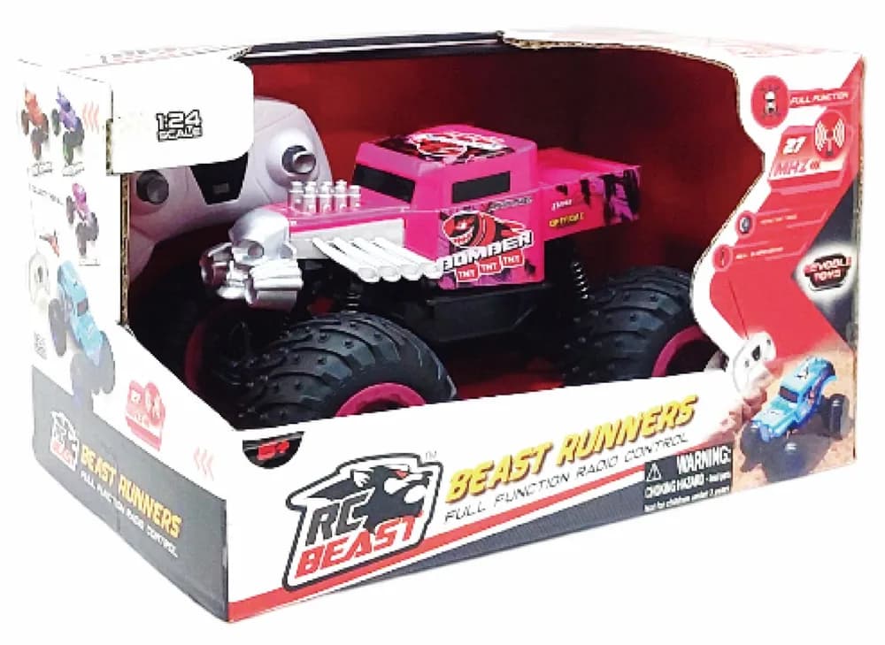 MASINUTA CU TELECOMANDA TIP CAMION BEAST RUNNERS, SCARA 1/24, 21CM, DIVERSE CULORI- ROSU, MOV, ALBASTRU SI ROZ — miniatură