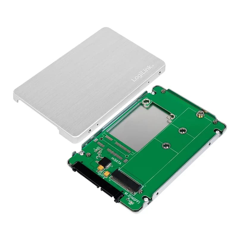 RACK extern LOGILINK, pt. SSD, M.2, M.2 S-ATA NGFF, interfata PC S-ATA3, aluminiu, argintiu, "AD0021" — miniatură