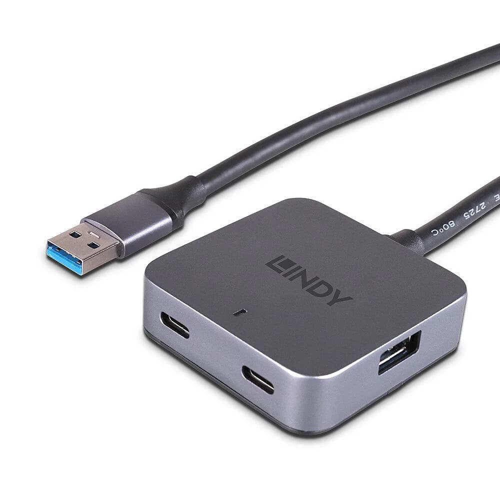Hub USB LINDY 5m USB 3.0 Hub 4 Ports USB-A, 4 porturi, Gri