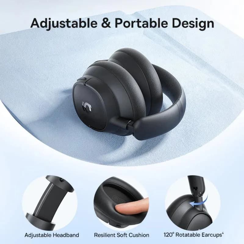 CASTI Baseus Bowie Bass BH1 NC Wireless Noise Cancelling, over ear, 40mm Dynamic Drivers, autonomie 80 ore, microfon pe casca, conectare prin Bluetooth 6.0, negru "A0203703" - 6932172696993 — miniatură