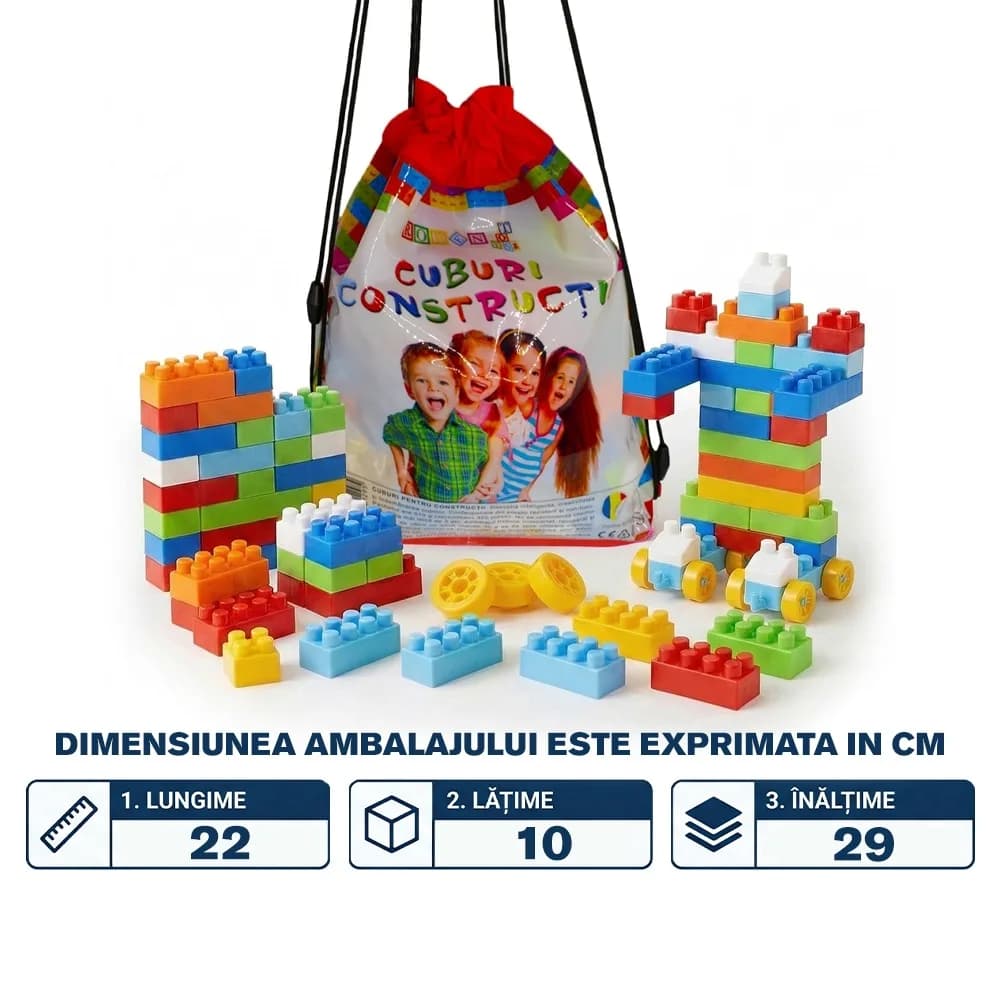 Cuburi constructii in rucsac, 320 piese/570g - ROBENTOYS — miniatură