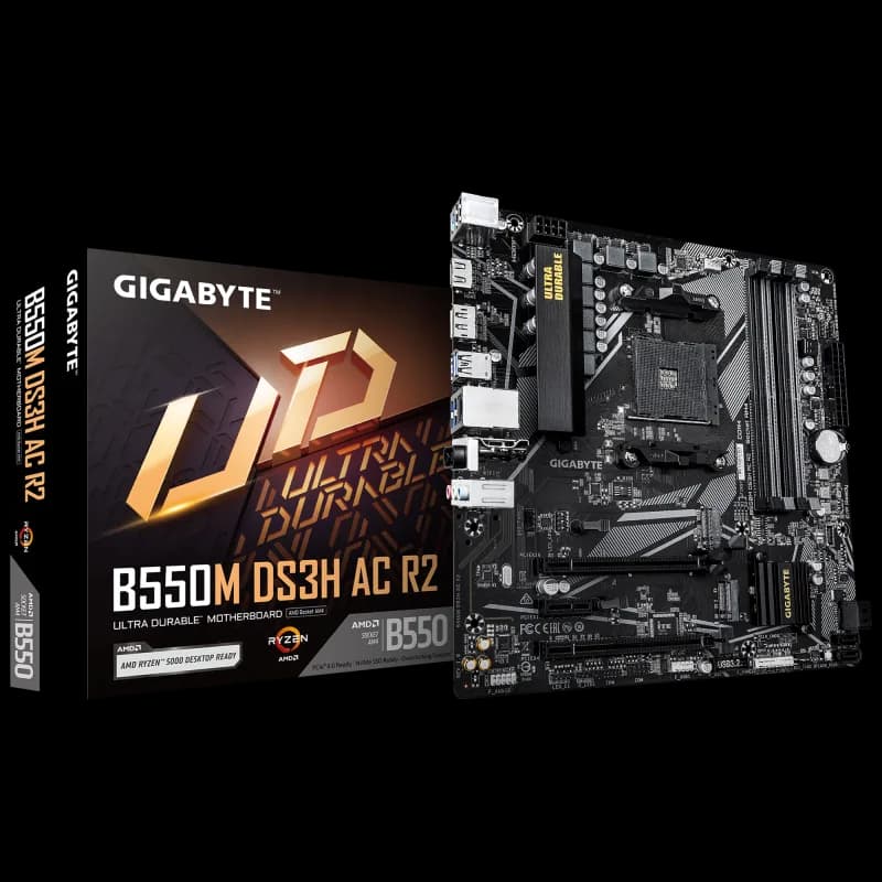 Placa de baza Gigabyte B550M DS3H AC R2, Socket AM4, DDR4, Micro-ATX