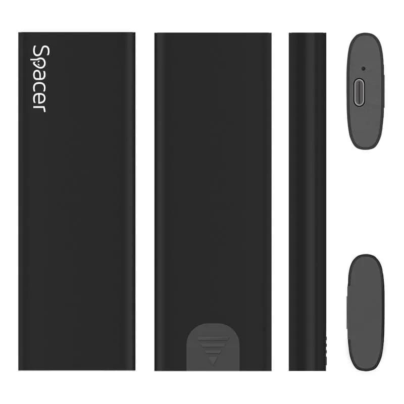 Rack extern SPACER, pentru SSD M.2 PCIe NVMEE, interfata PC USB 3.1 Type C, aluminiu, negru — miniatură